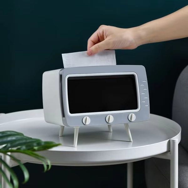 2 In 1 Tv Shape Tissue Box & Mobile Phone Or Photo Holder | Creative Tissue Boxes Retro Television Phone Holder (random Color)