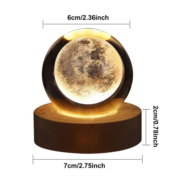 Crystal Ball Night Light Glowing Planet Galaxy Astronaut 3d Moon Table Lamp Usb (random Design)